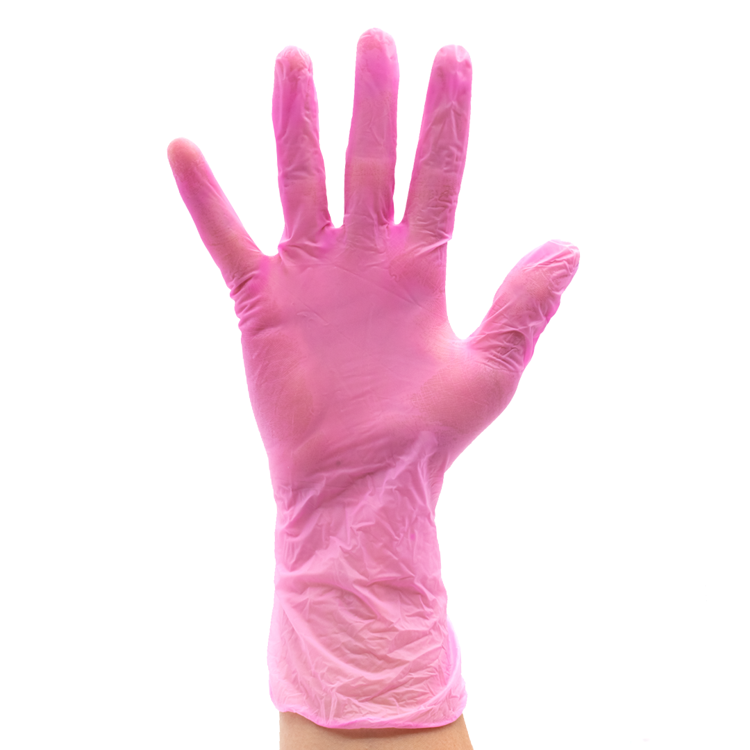 100pk Pink Vinyl Disposable Gloves