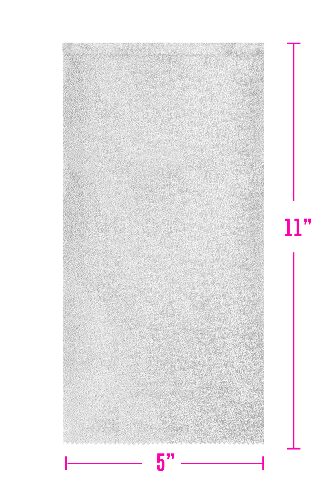 Single silver foil sheet measuring 5 inches wide by 11 inches long