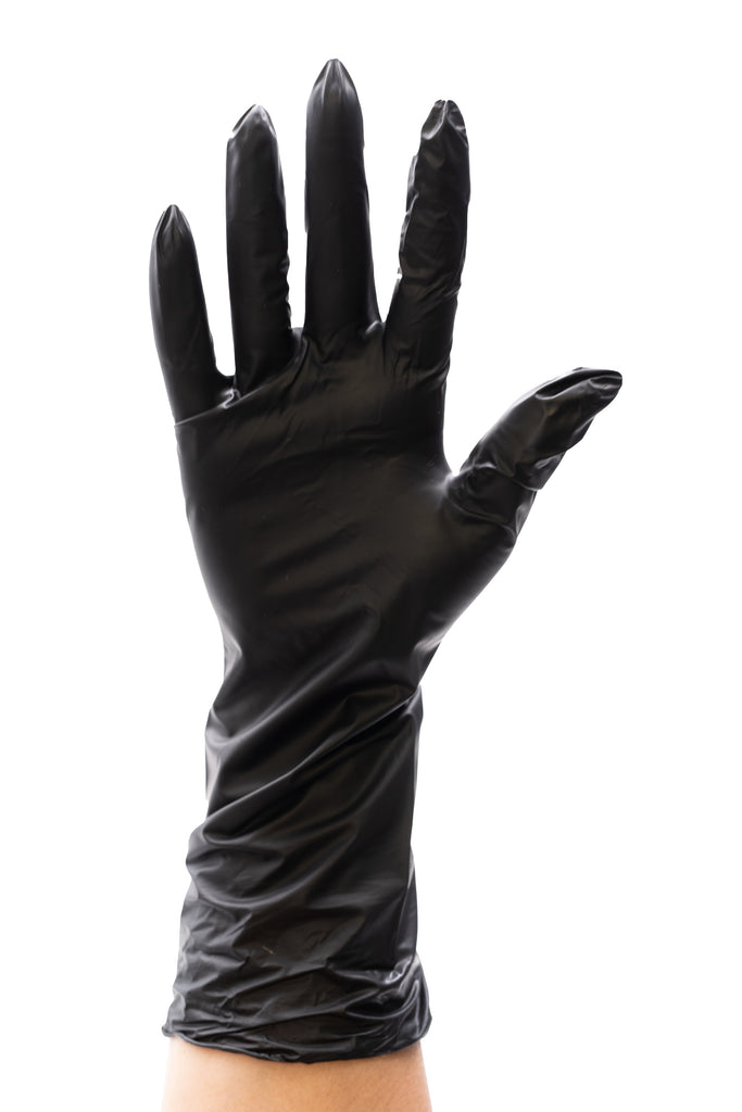 Extended Cuff Black Vinyl Disposable Gloves – Colortrak