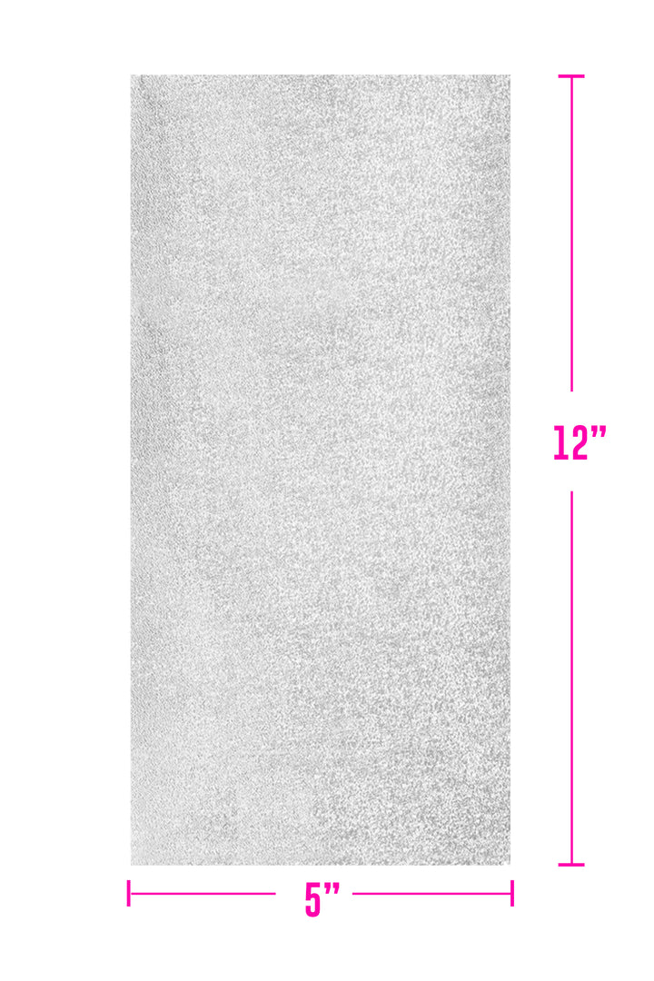 Single silver foil sheet measuring 5 inches wide by 12 inches long