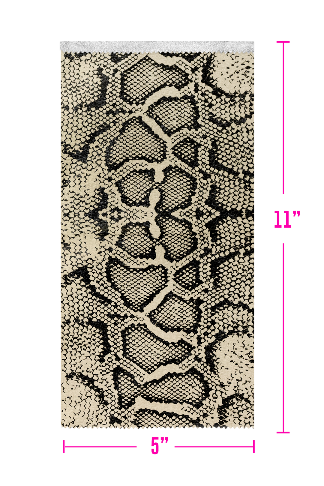 Single foil sheet measuring 5 inches wide by 11 inches long, printed side up