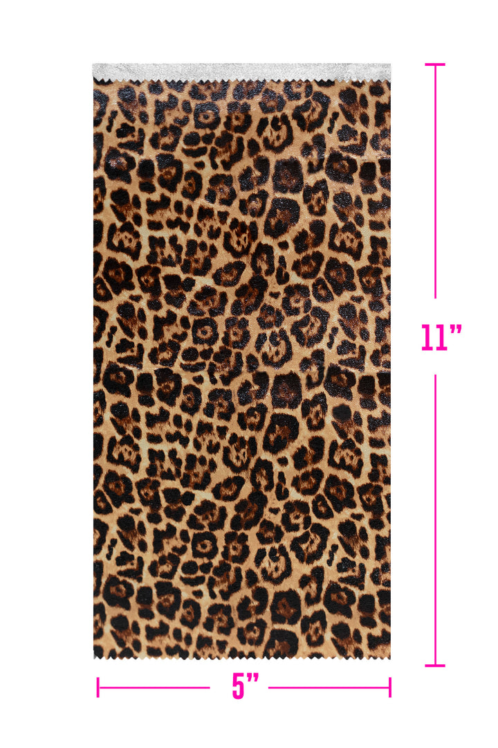 Single foil sheet measuring 5 inches wide by 11 inches long, printed side up