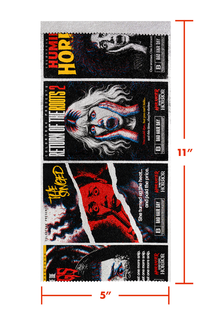 Single foil sheet measuring 5 inches wide by 11 inches long, printed side up