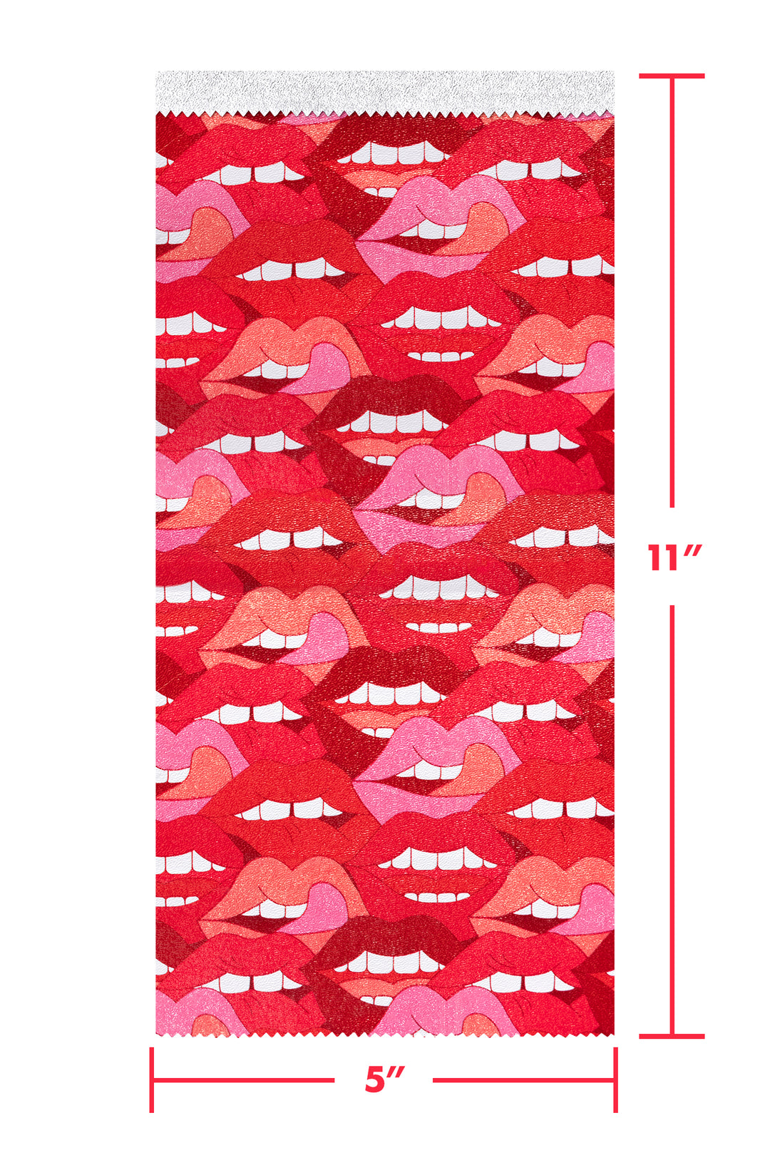 Single foil sheet measuring 5 inches wide by 11 inches long, printed side up
