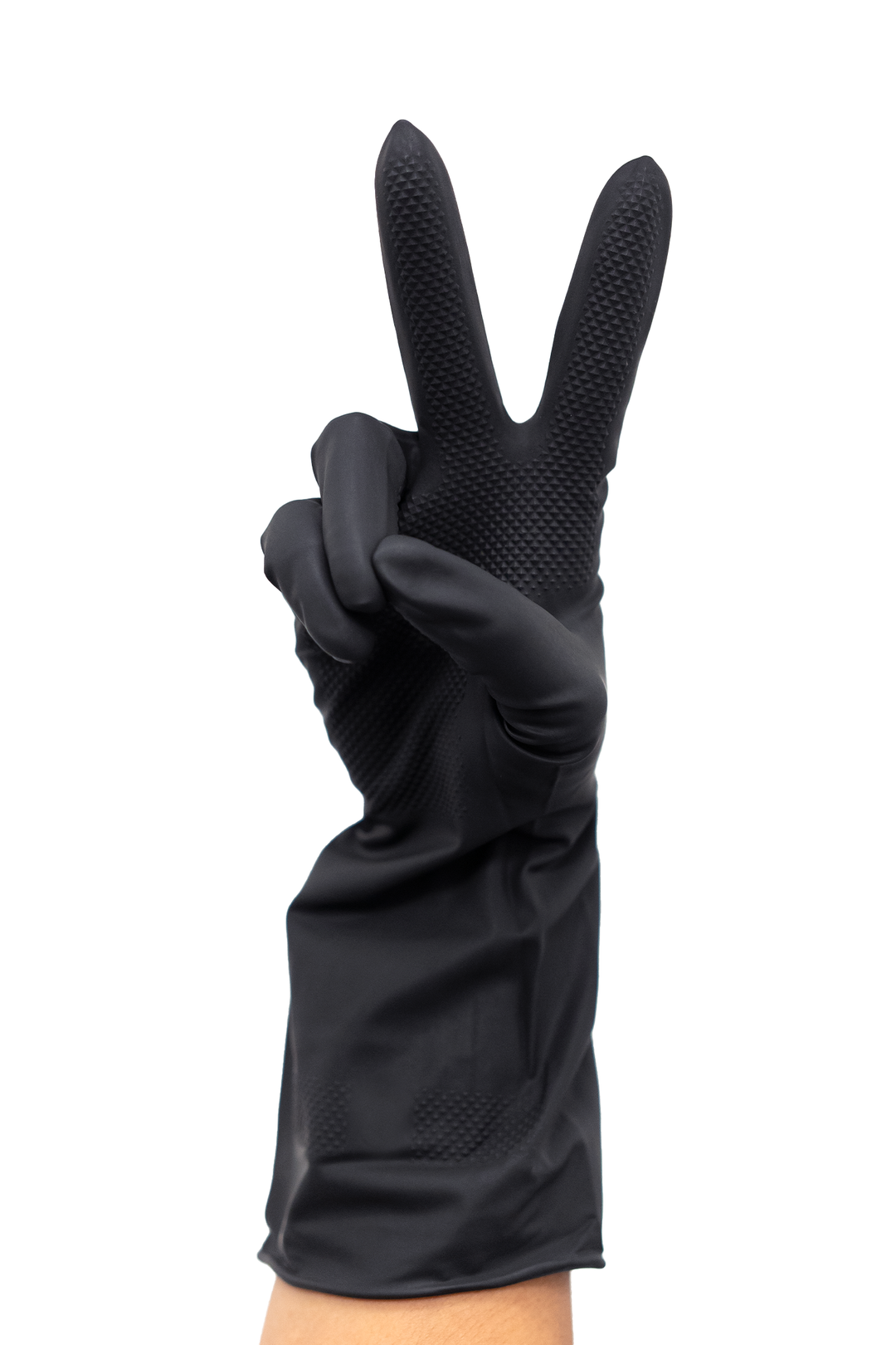 Black Reusable Latex Salon Gloves Premium Grip Extended Cuff Powder Free Colortrak