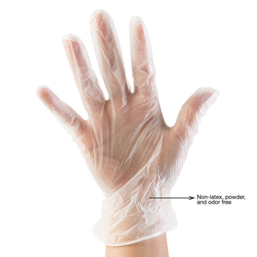 100pk Powder Free Clear Vinyl Gloves