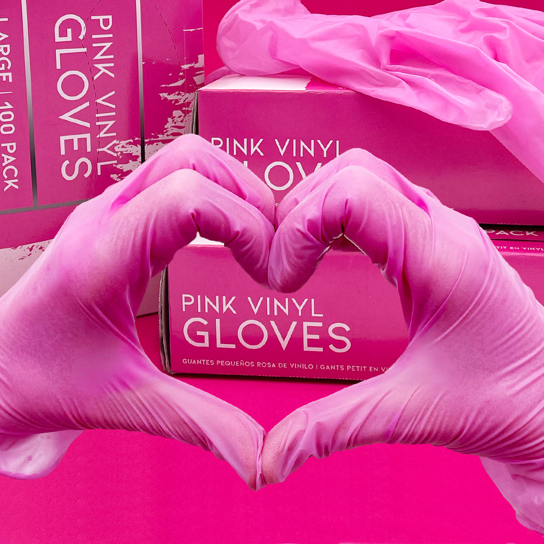 100pk Pink Vinyl Disposable Gloves