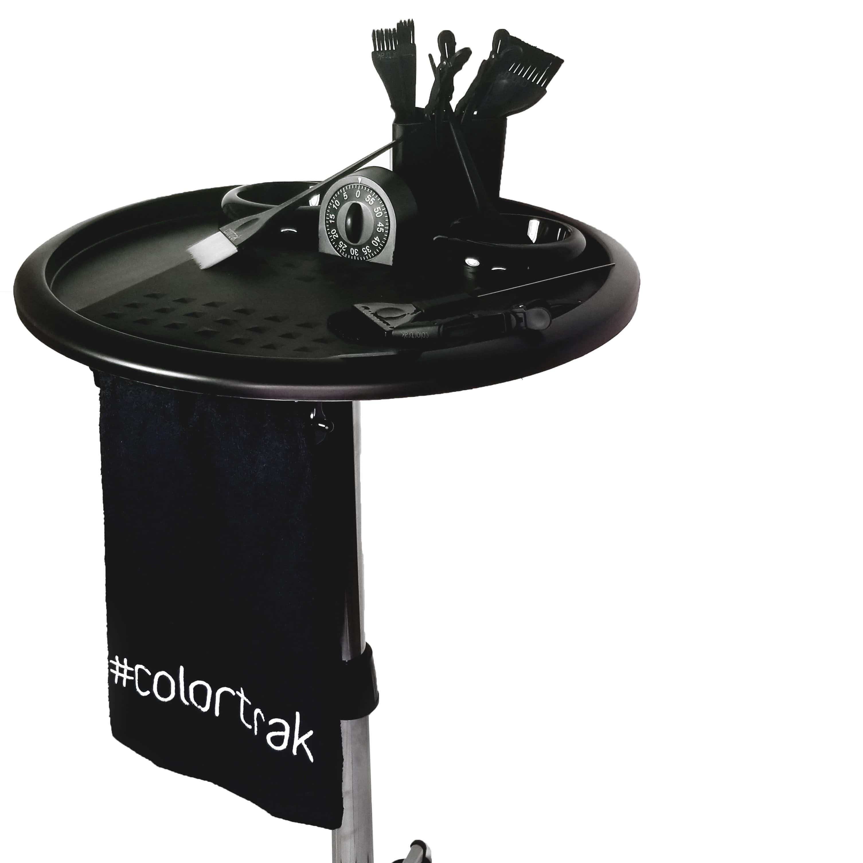 Salon Tray with Bleach-Proof Towel | Colortrak Bleach-Proof Salon Towel on Rack Color Station